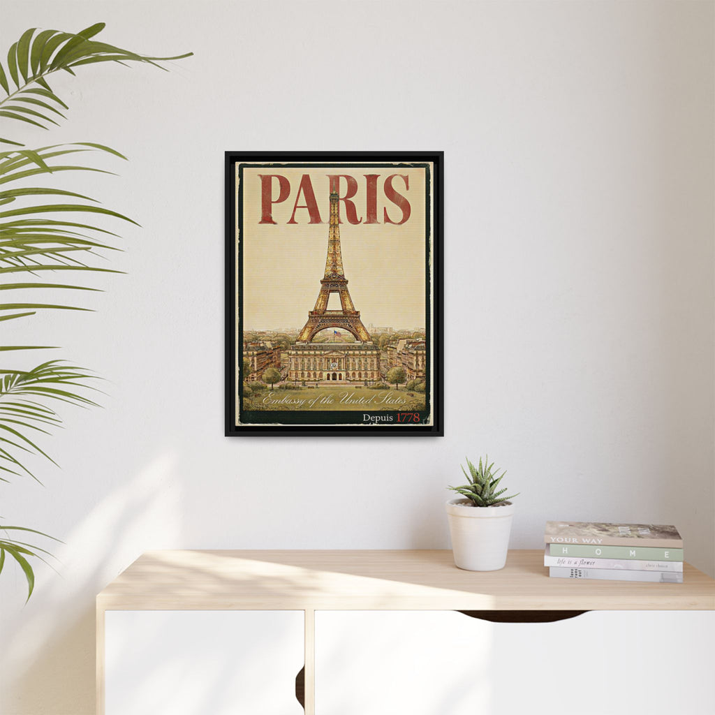 Paris Embassy Wrapped Canvas Framed