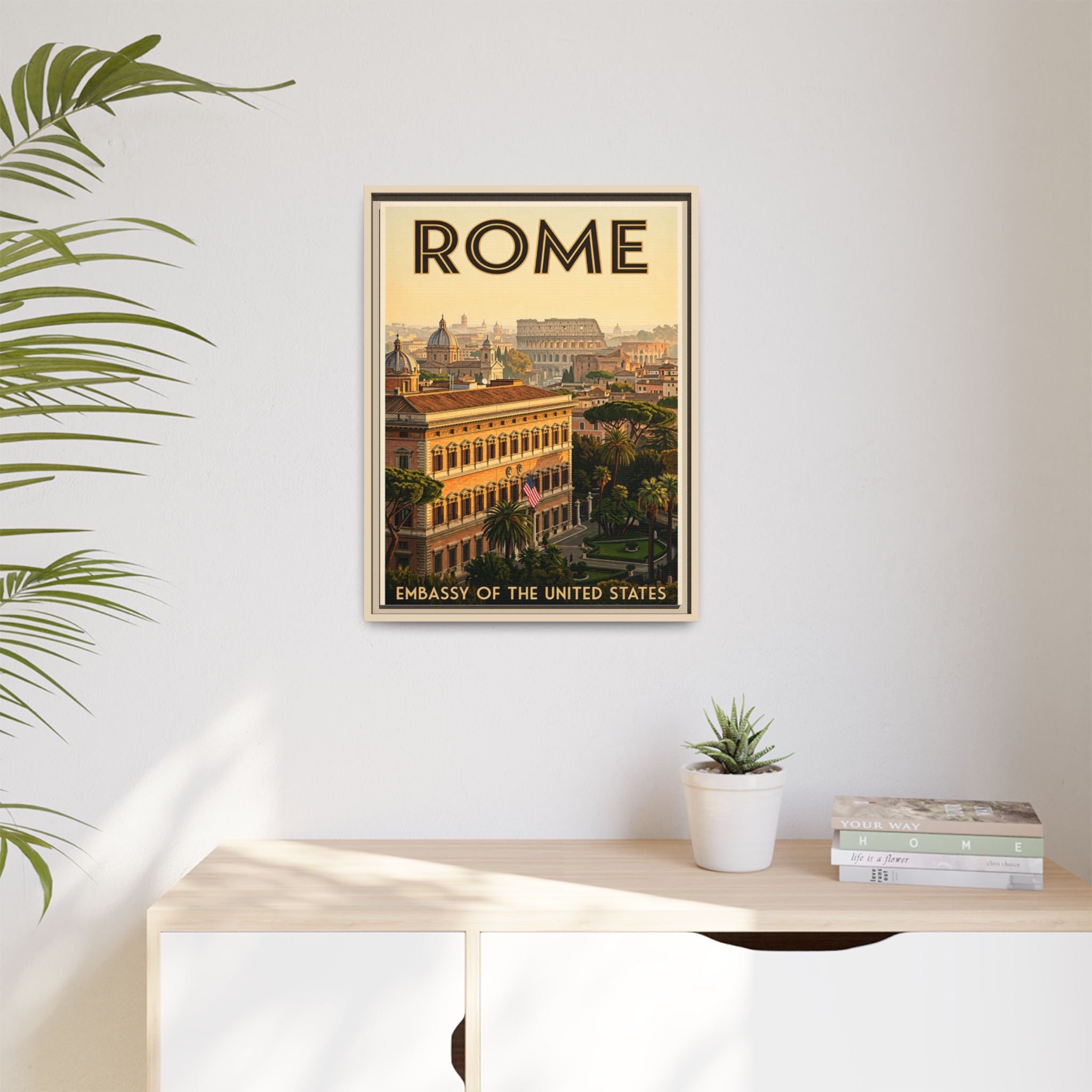 Rome Embassy Wrapped Canvas Framed