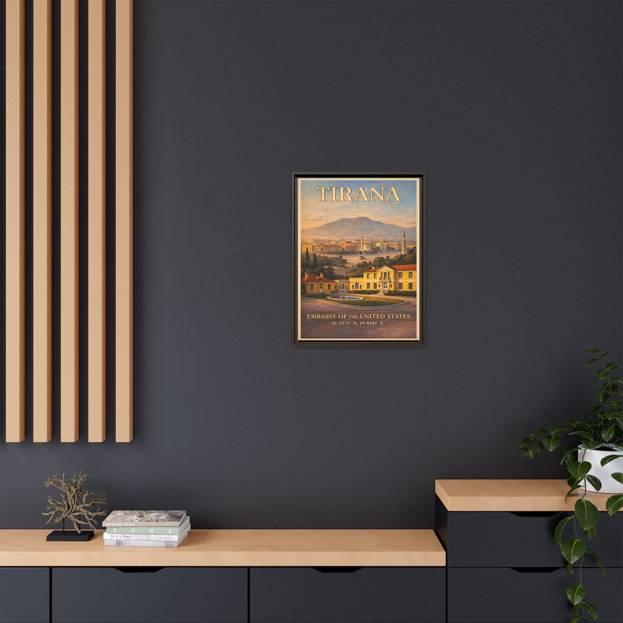 Tirana Embassy Wrapped Canvas Framed