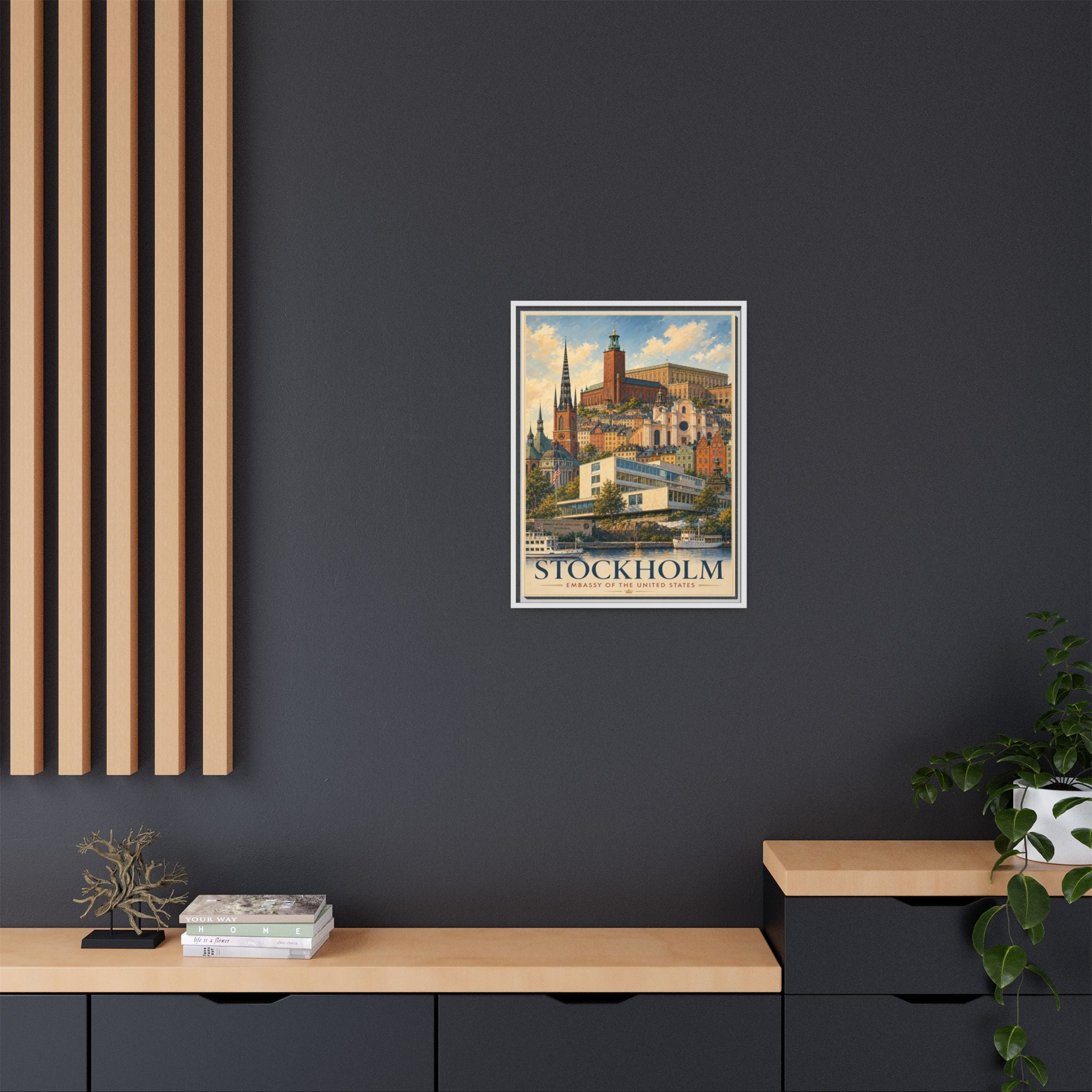 Stockholm Embassy Wrapped Canvas Framed