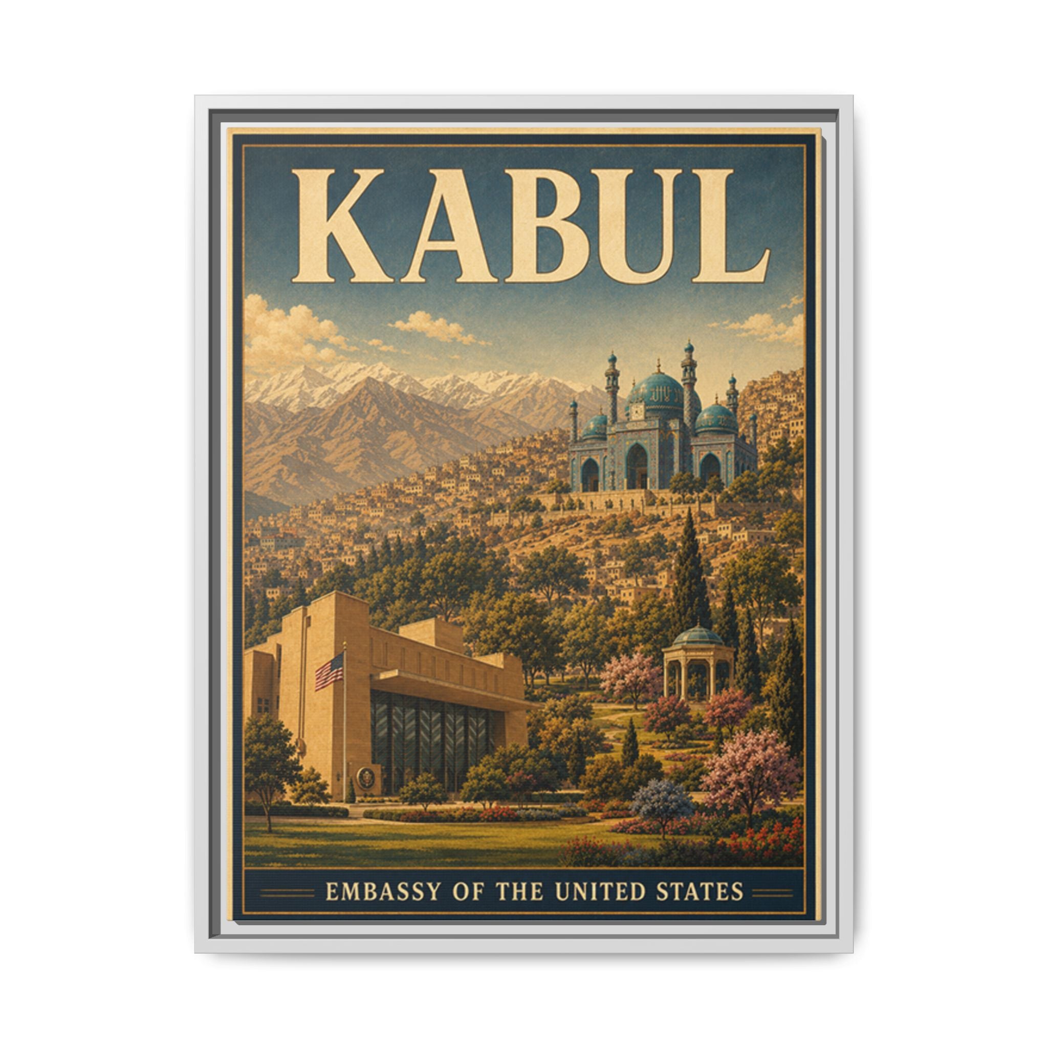 Kabul Embassy Wrapped Canvas Framed