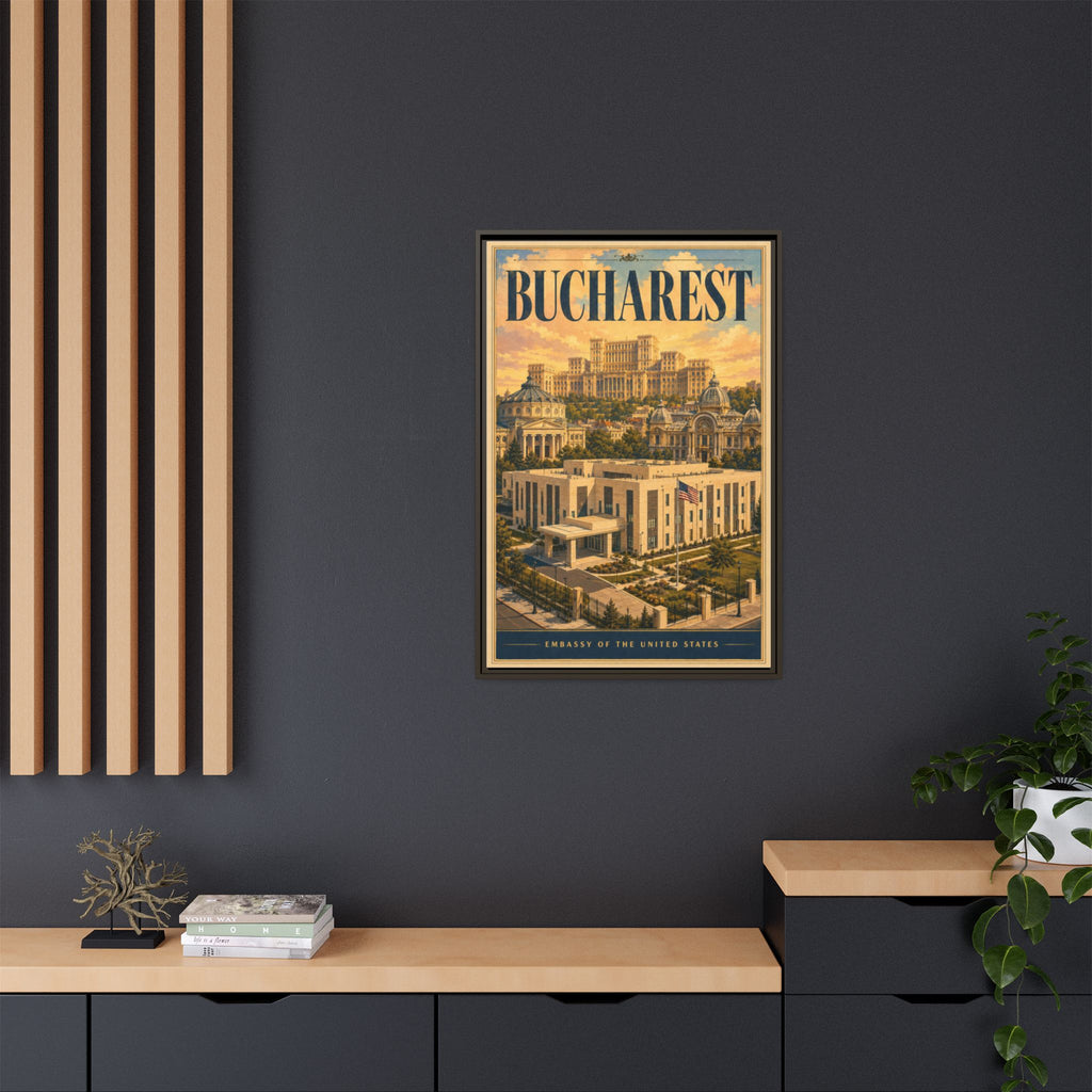 Bucharest Embassy Wrapped Canvas Framed