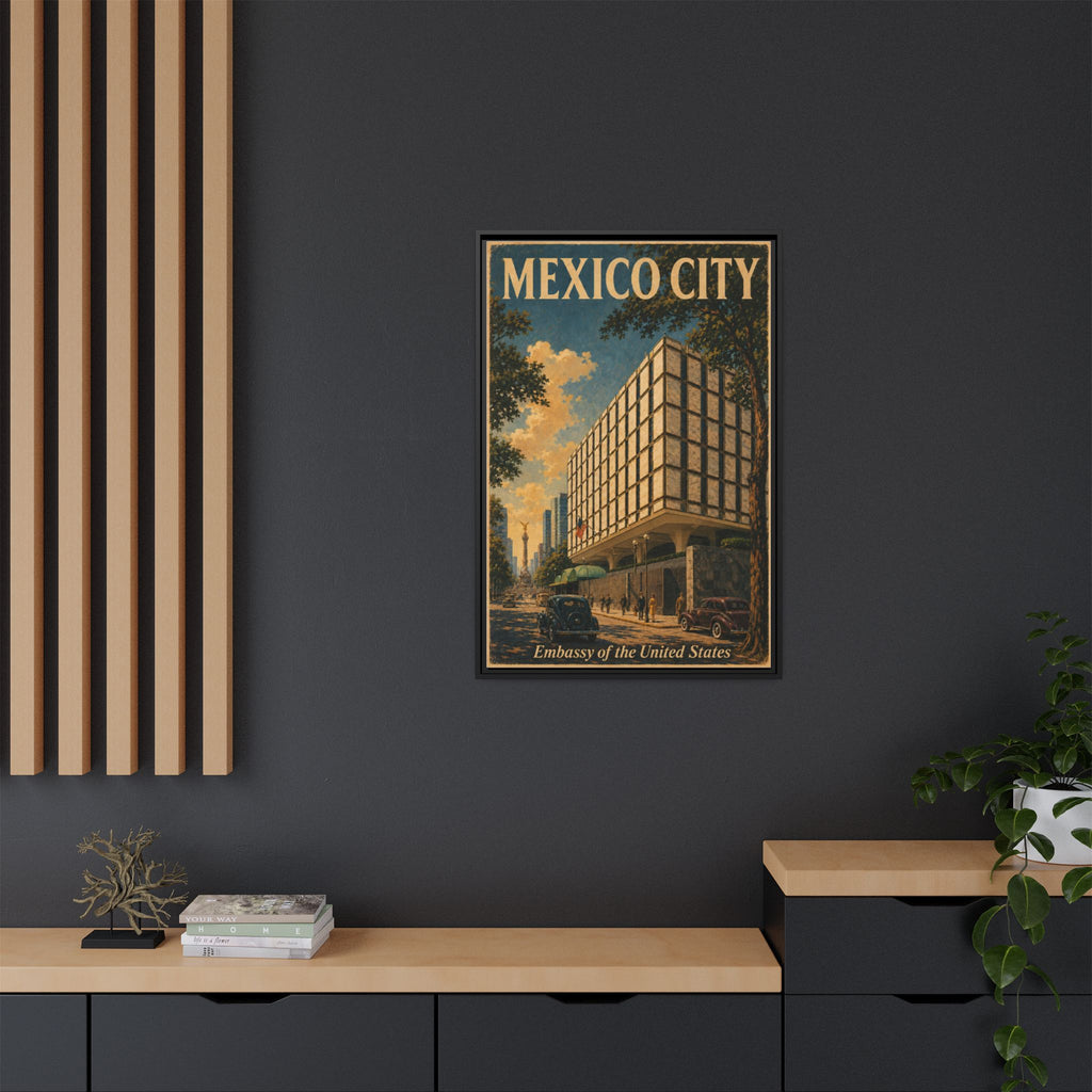 Mexico City Embassy Wrapped Canvas Framed