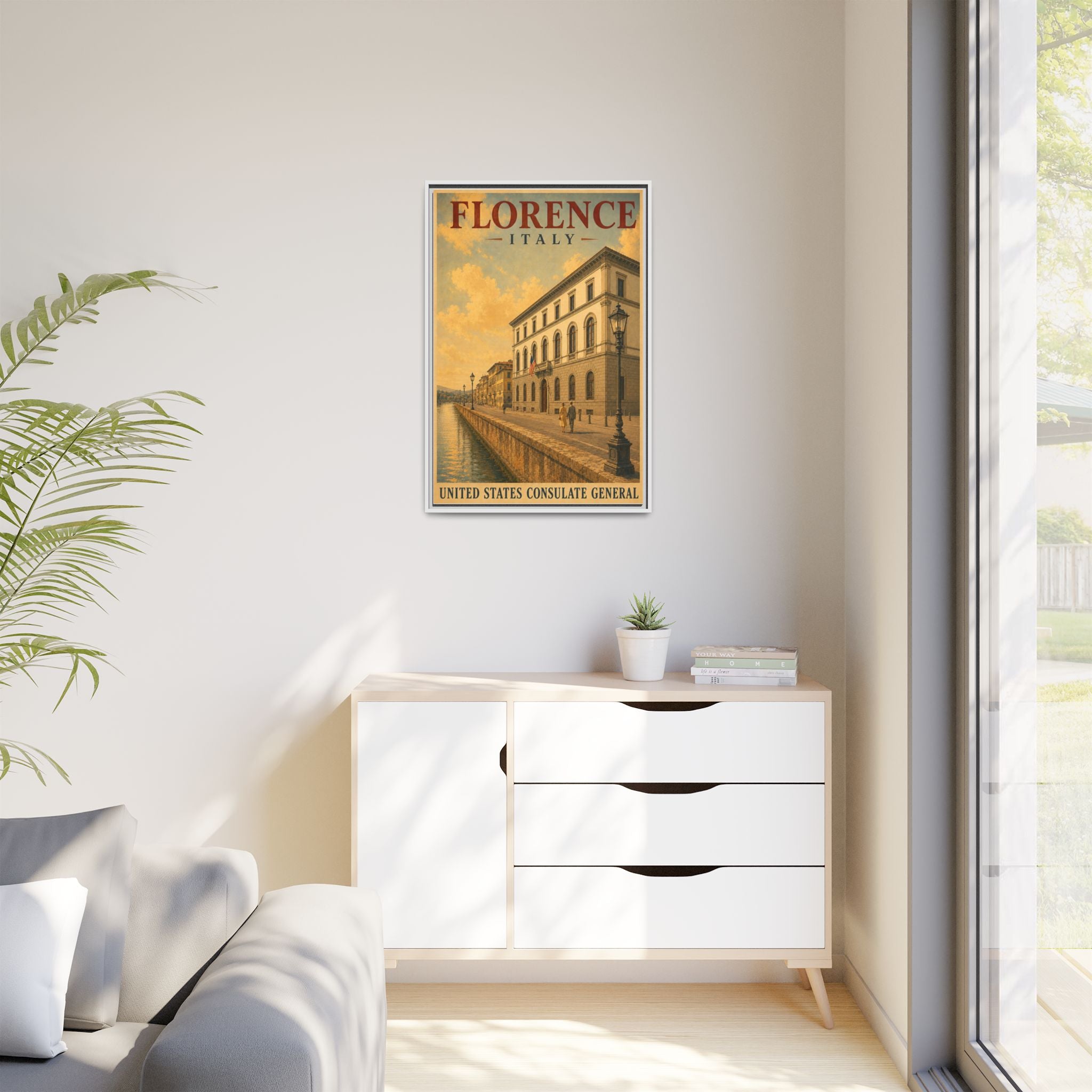 Florence Consulate General Wrapped Canvas Framed