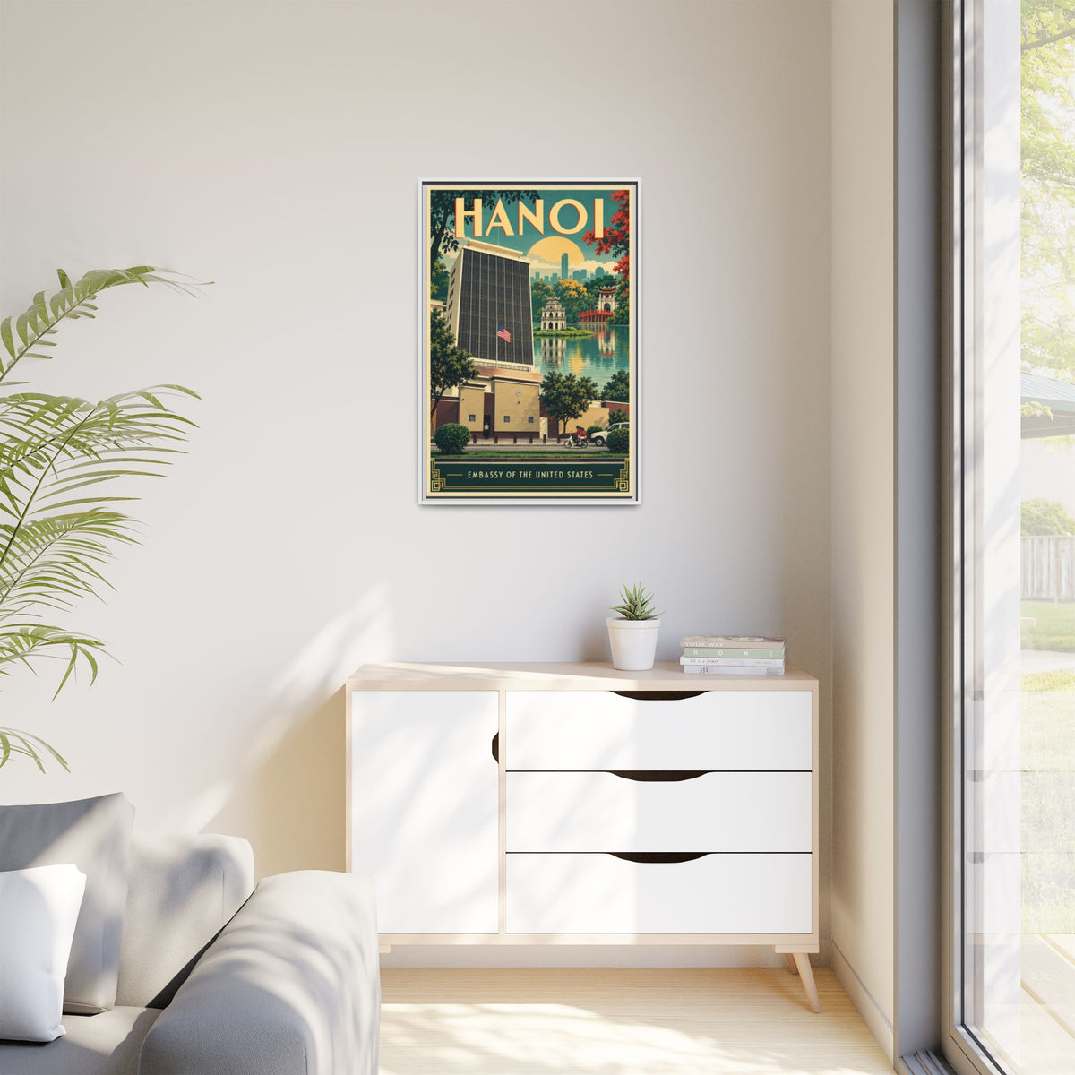 Hanoi Embassy Wrapped Canvas Framed