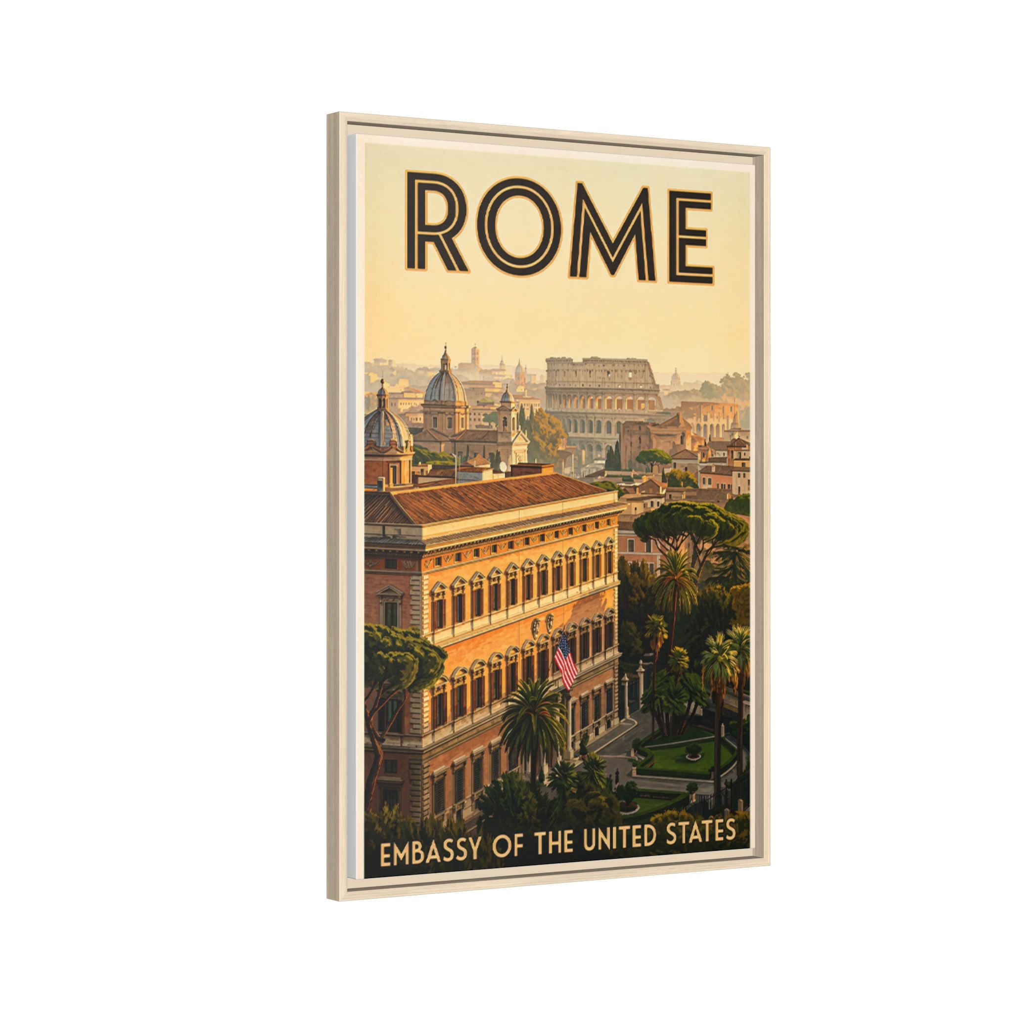 Rome Embassy Wrapped Canvas Framed