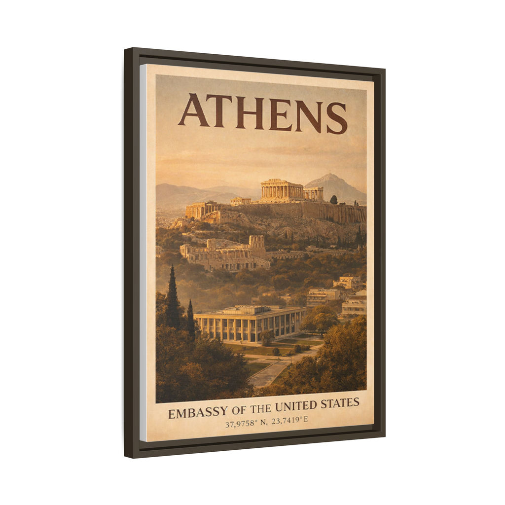 Athens Embassy Wrapped Canvas Framed