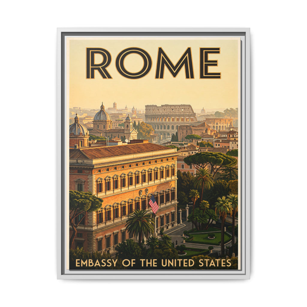 Rome Embassy Wrapped Canvas Framed