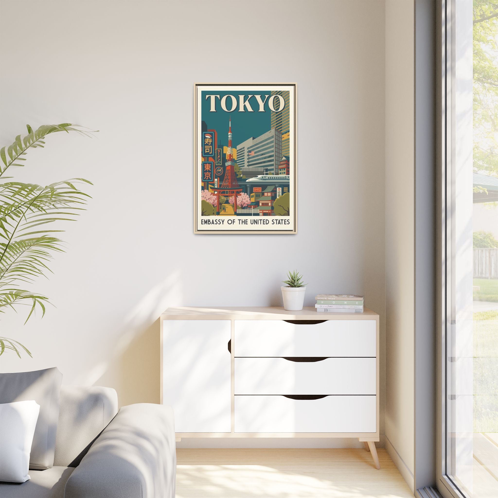 Tokyo Embassy Wrapped Canvas Framed