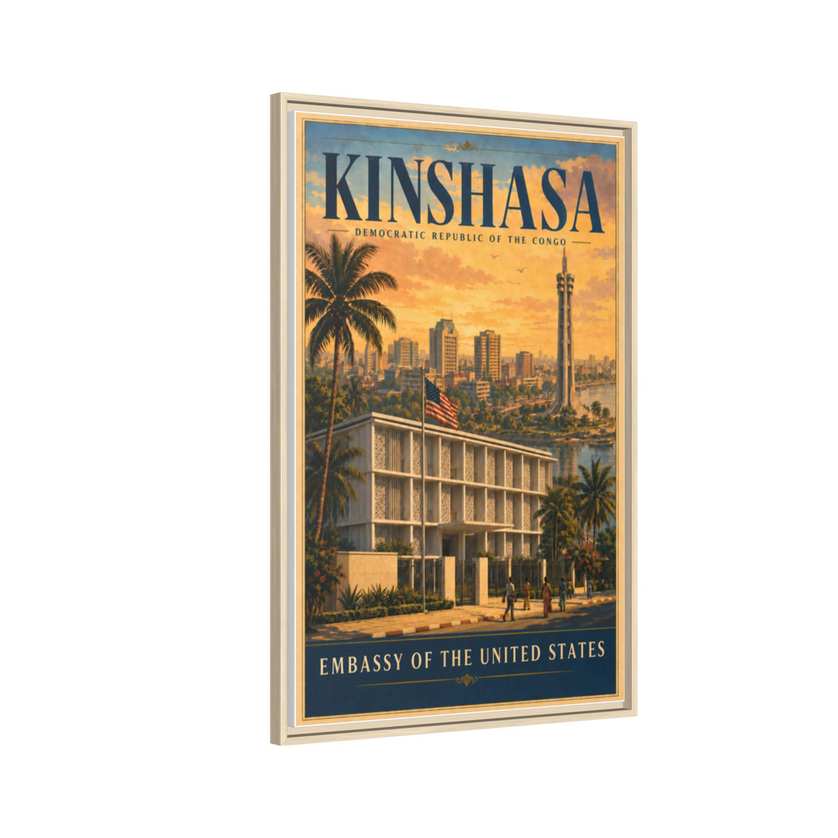 Kinshasa Embassy Wrapped Canvas Framed