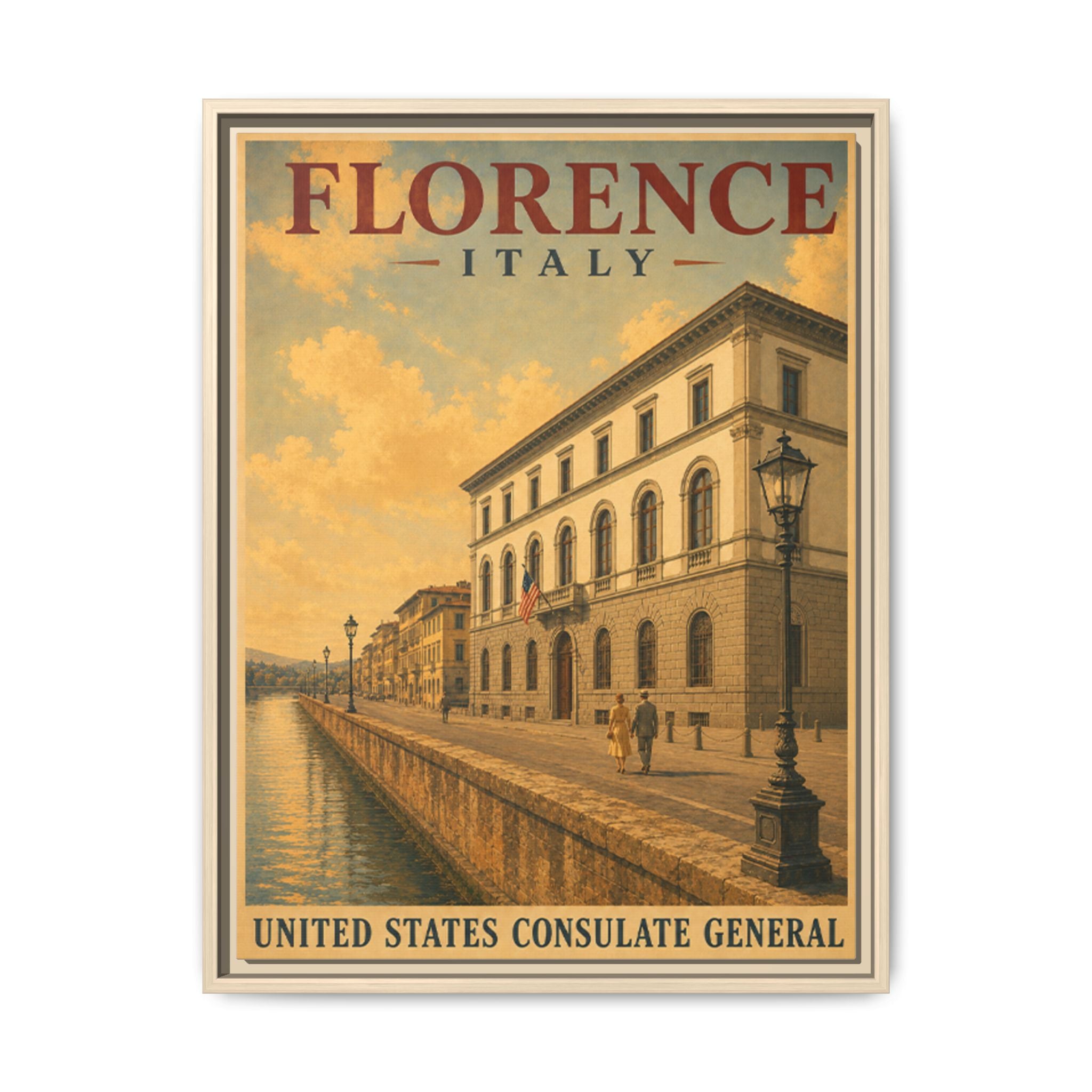 Florence Consulate General Wrapped Canvas Framed