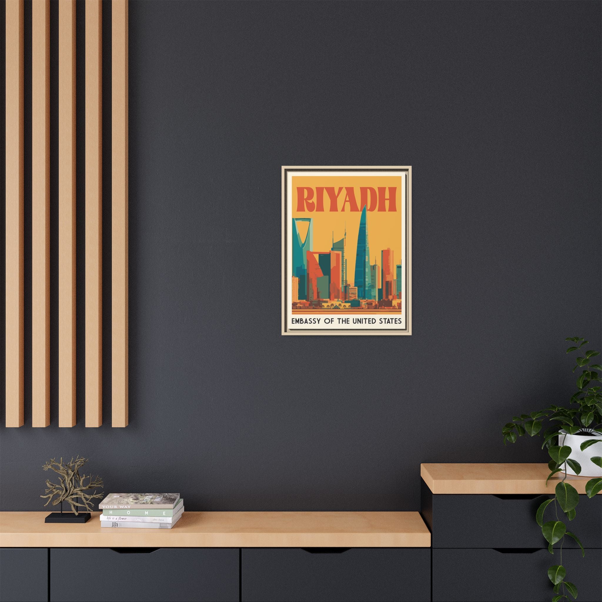 Riyadh Embassy Wrapped Canvas Framed