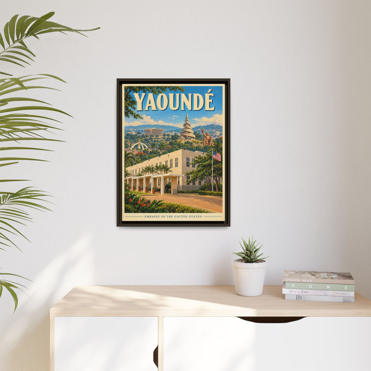 Yaoundé Embassy Wrapped Canvas Framed
