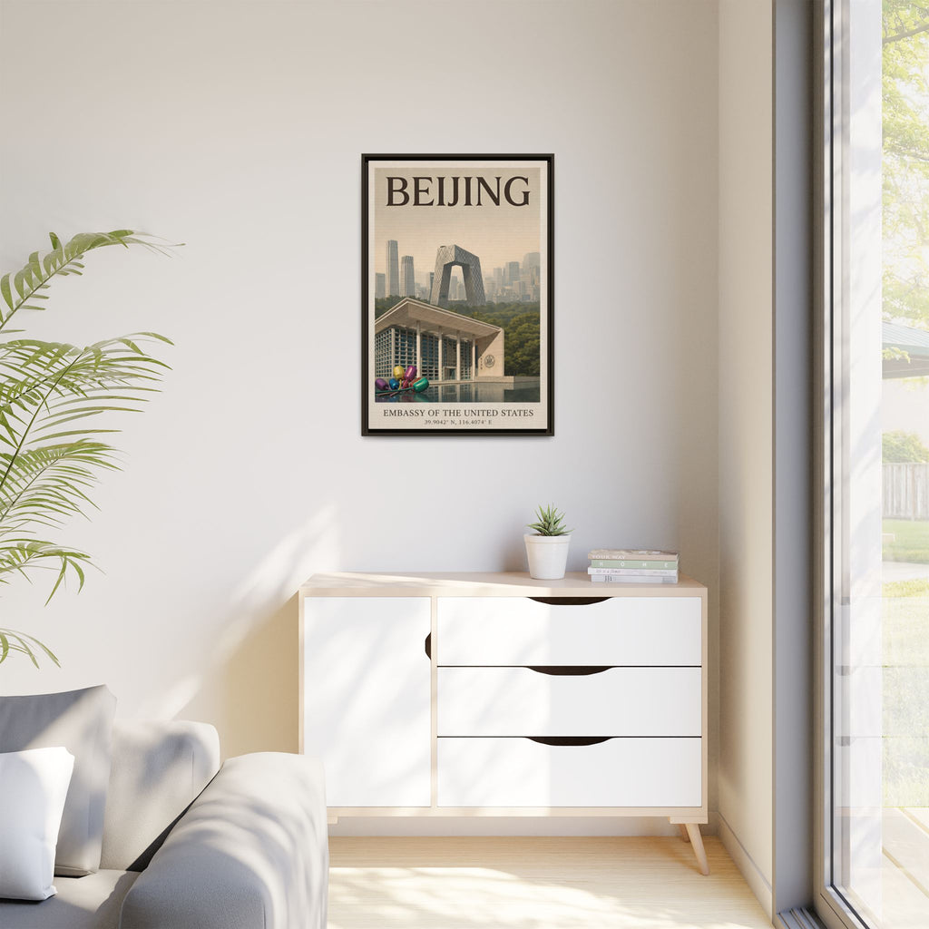 Beijing Embassy Wrapped Canvas Framed