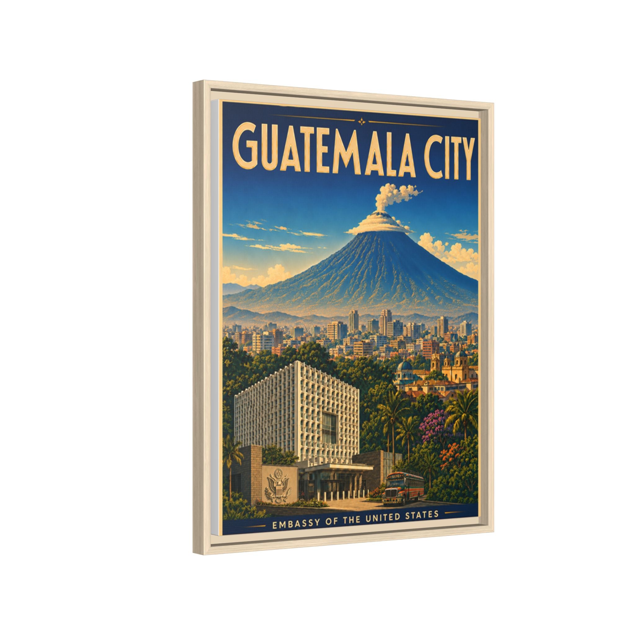 Guatemala City Embassy Wrapped Canvas Framed