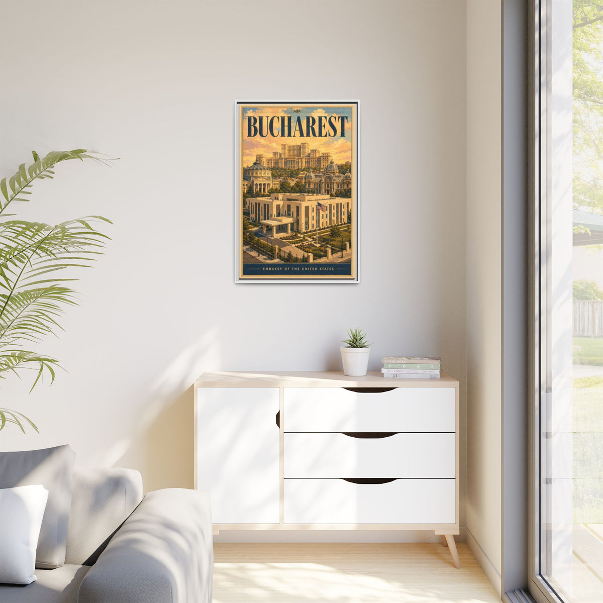Bucharest Embassy Wrapped Canvas Framed