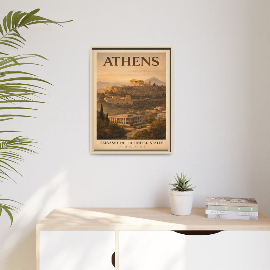 Athens Embassy Wrapped Canvas Framed