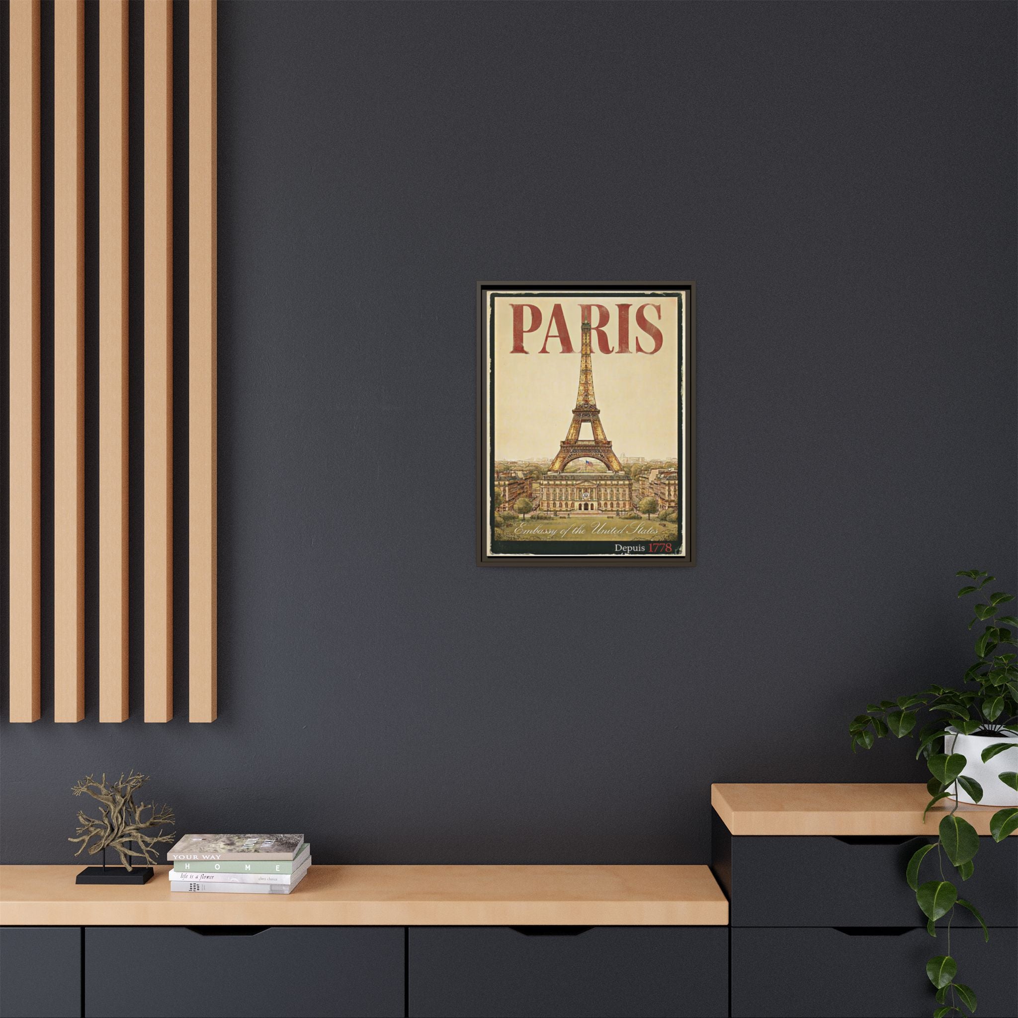 Paris Embassy Wrapped Canvas Framed