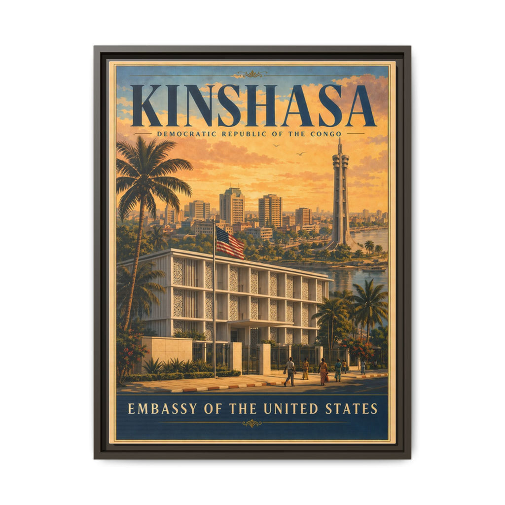 Kinshasa Embassy Wrapped Canvas Framed