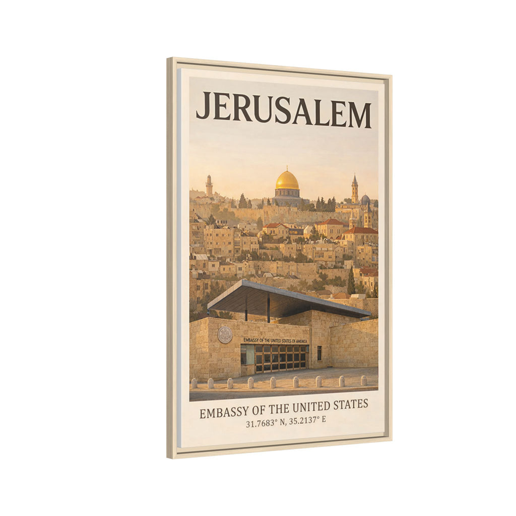 Jerusalem Embassy Wrapped Canvas Framed