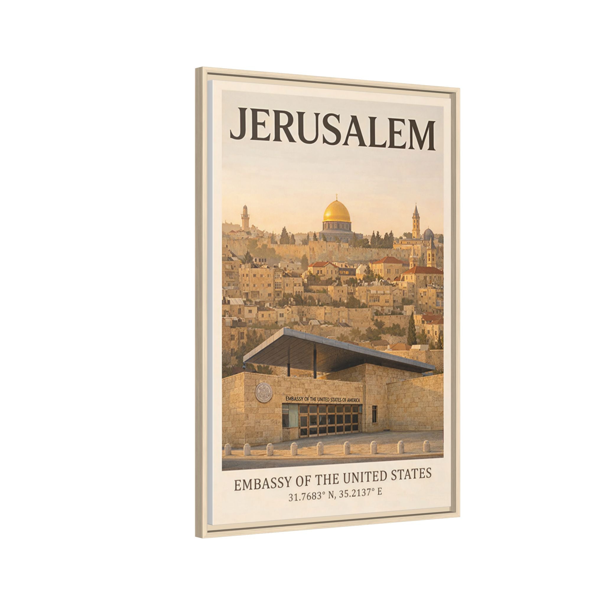 Jerusalem Embassy Wrapped Canvas Framed