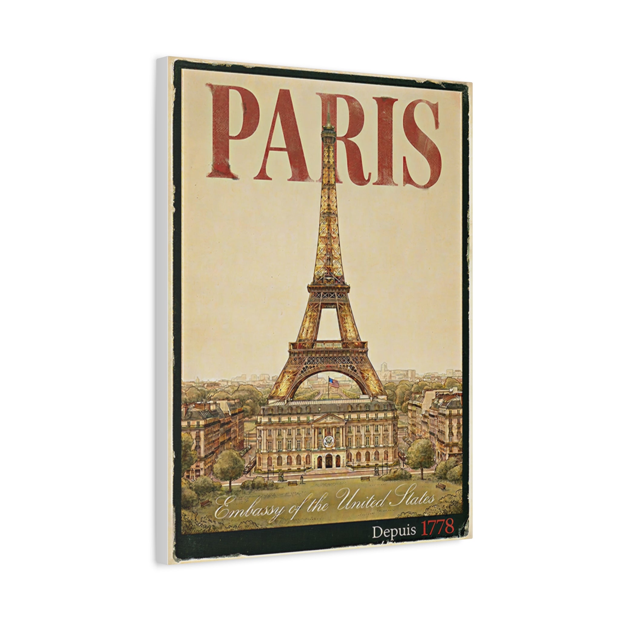 Paris Embassy Wrapped Canvas