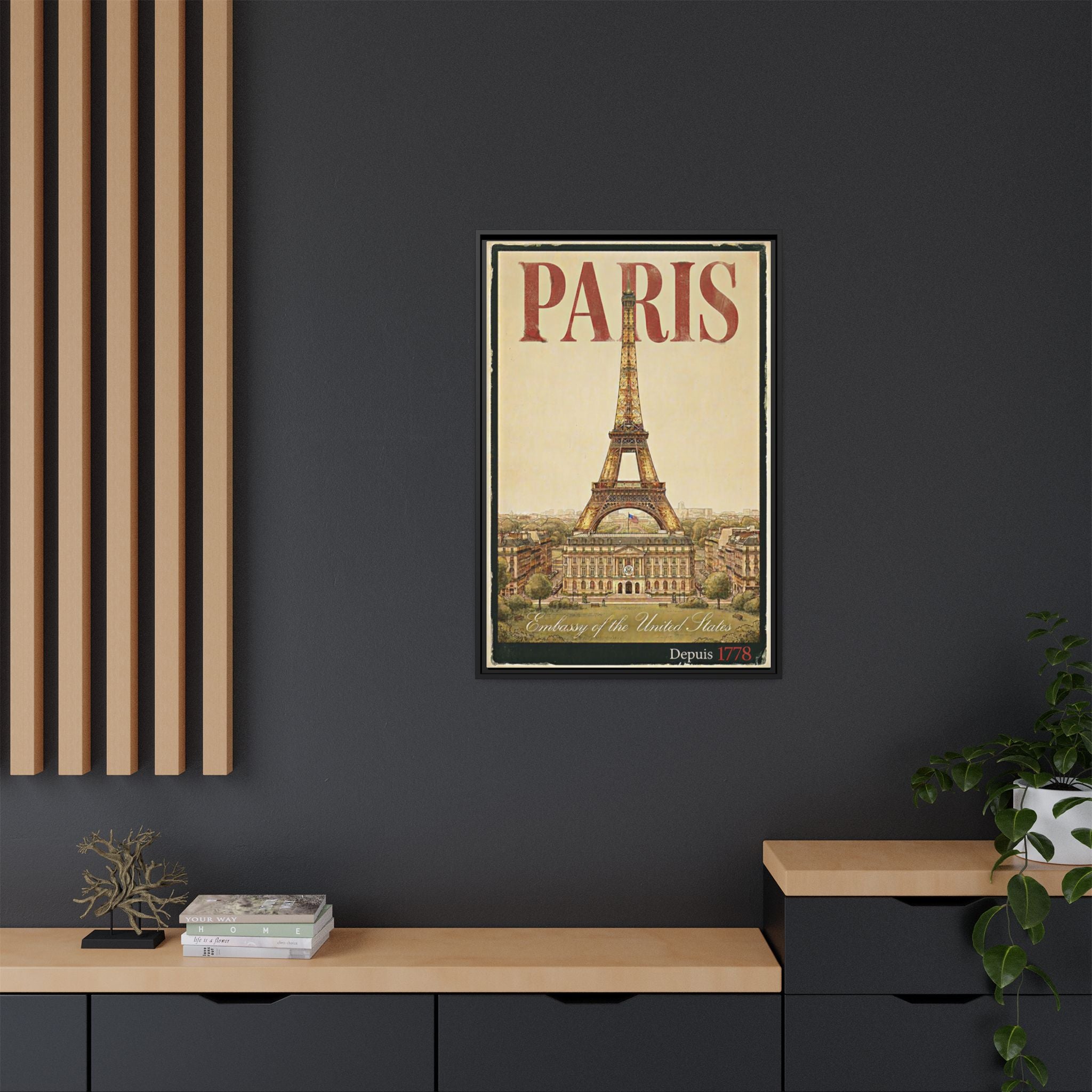 Paris Embassy Wrapped Canvas Framed