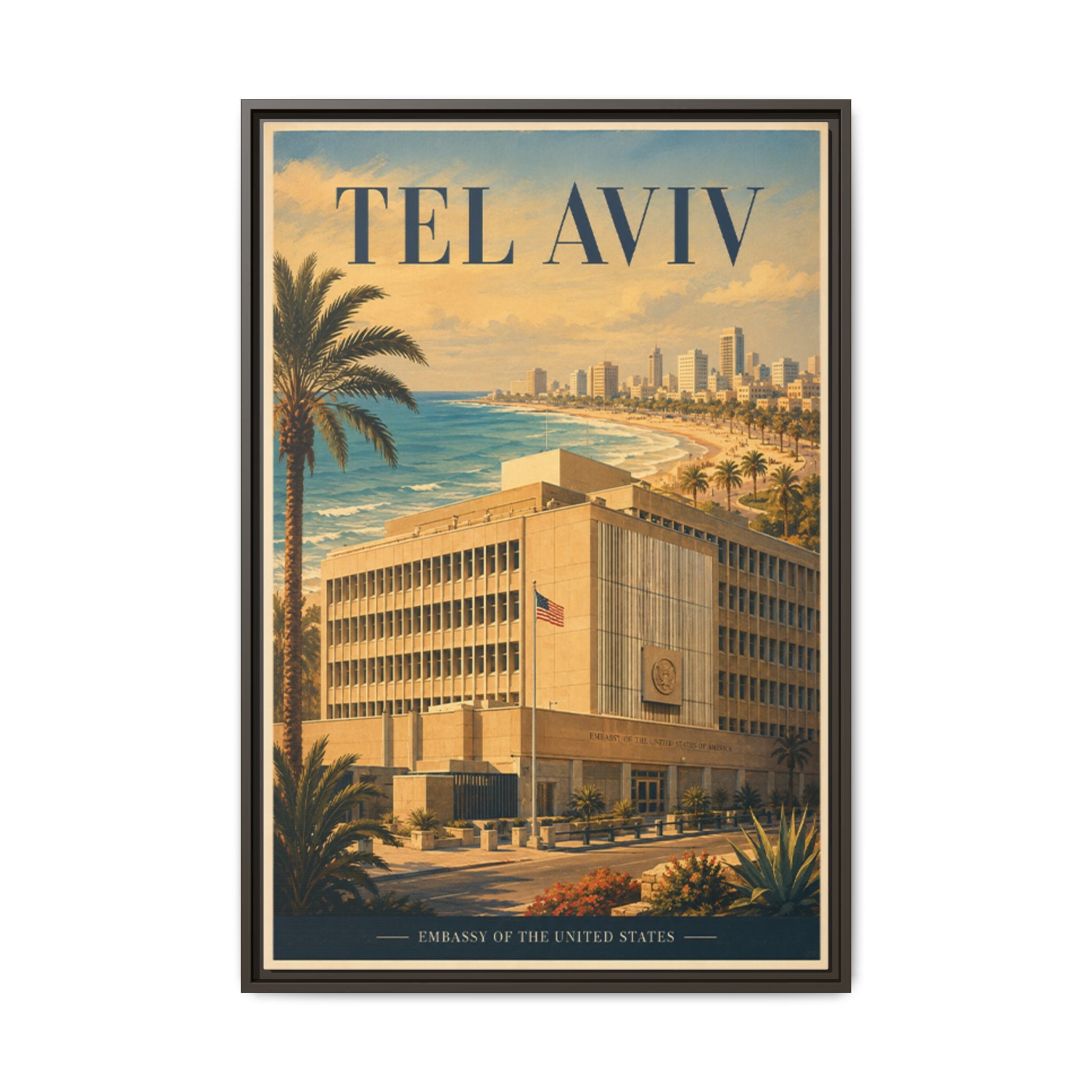 Tel Aviv Embassy Wrapped Canvas Framed