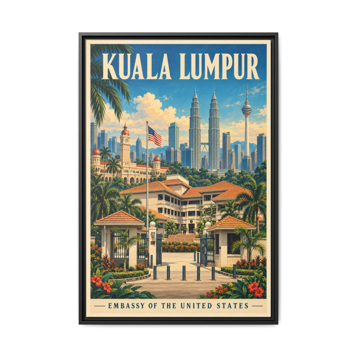 Kuala Lumpur Embassy Wrapped Canvas Framed