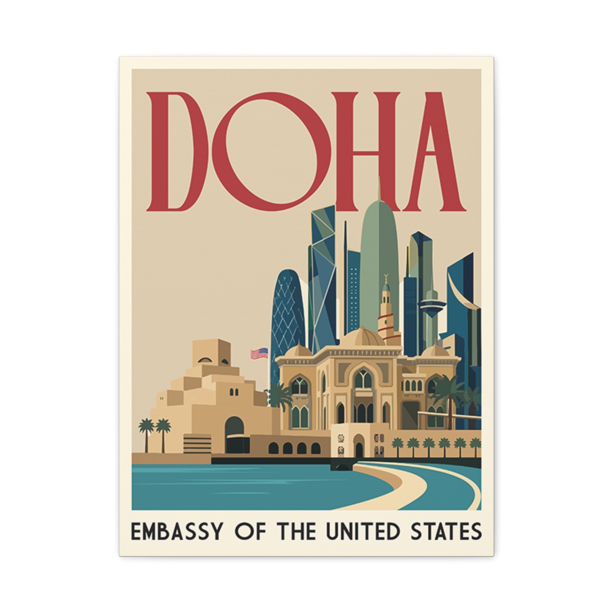 Doha Embassy Wrapped Canvas
