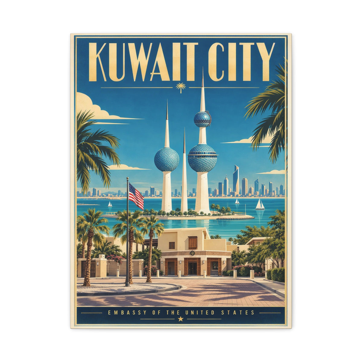 Kuwait City Embassy Wrapped Canvas