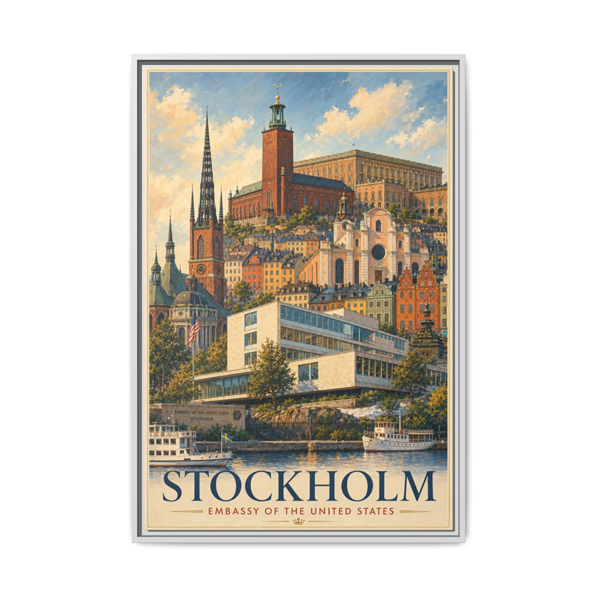 Stockholm Embassy Wrapped Canvas Framed