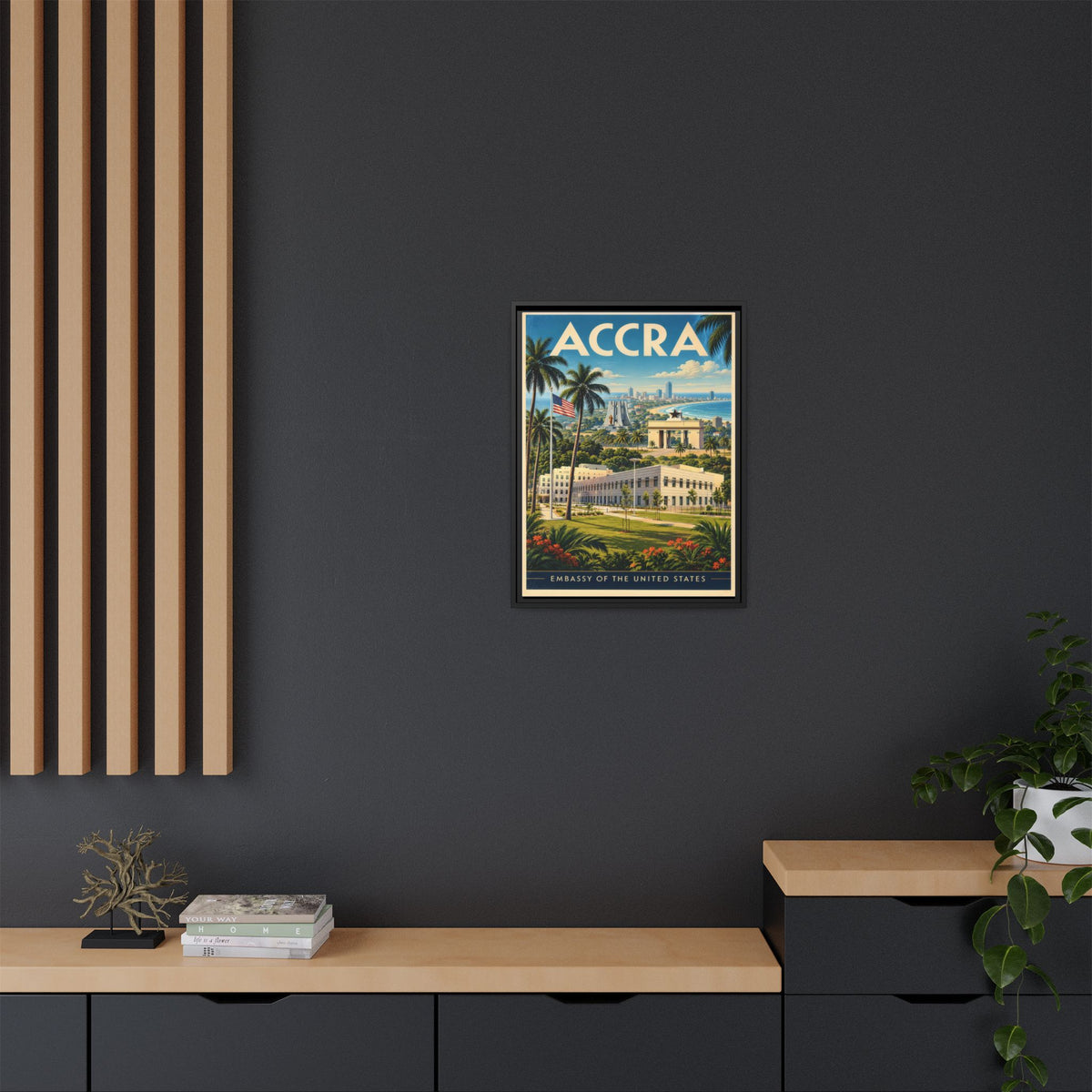 Accra Embassy Wrapped Canvas Framed