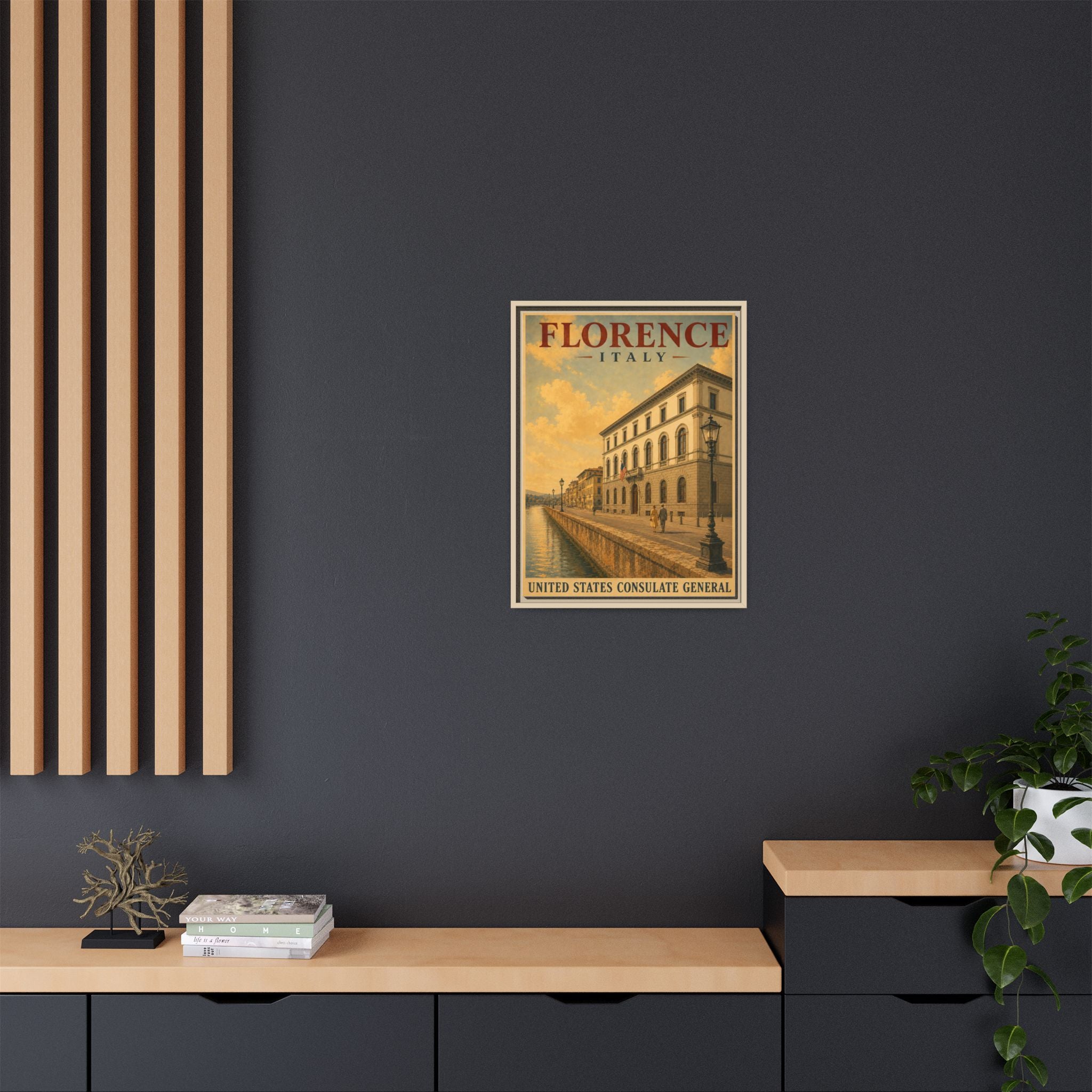Florence Consulate General Wrapped Canvas Framed