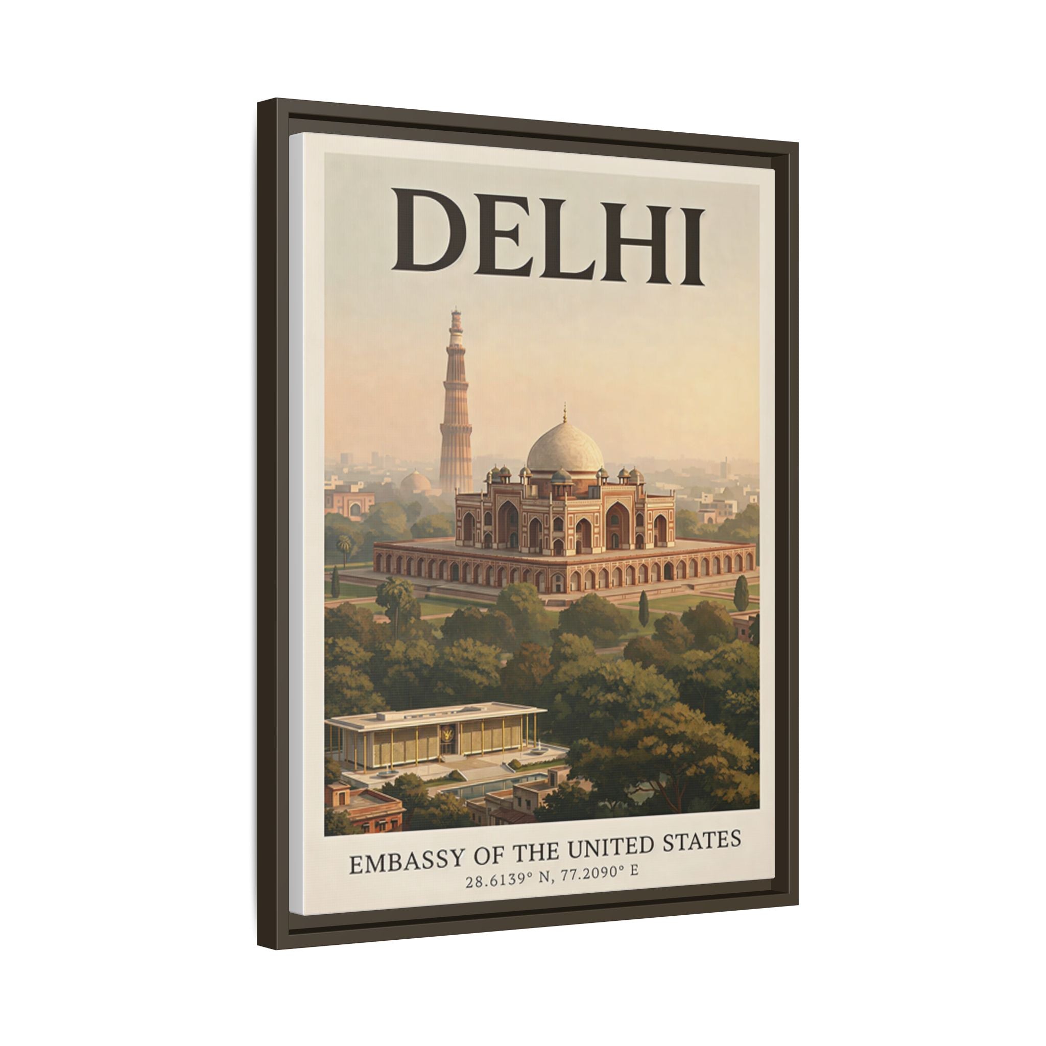 Delhi Embassy Wrapped Canvas Framed