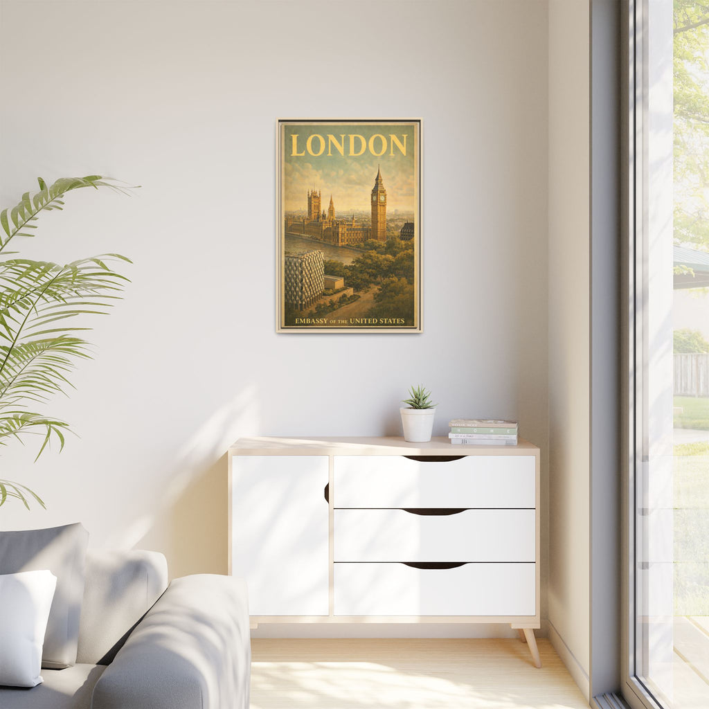 London Embassy Wrapped Canvas Framed