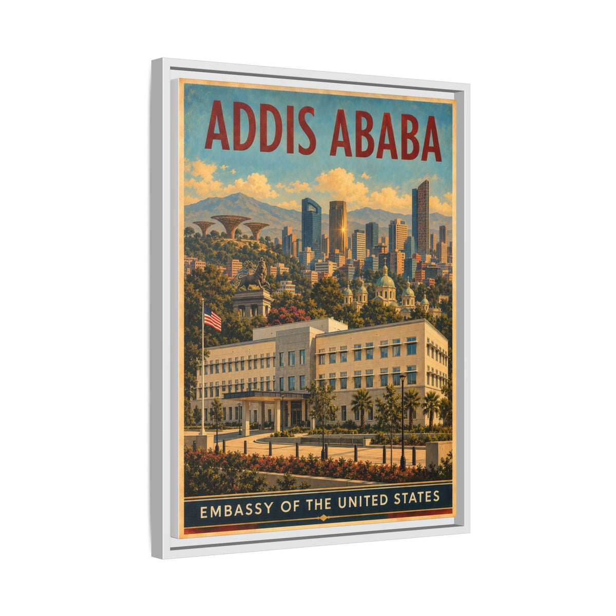 Addis Ababa Embassy Wrapped Canvas Framed