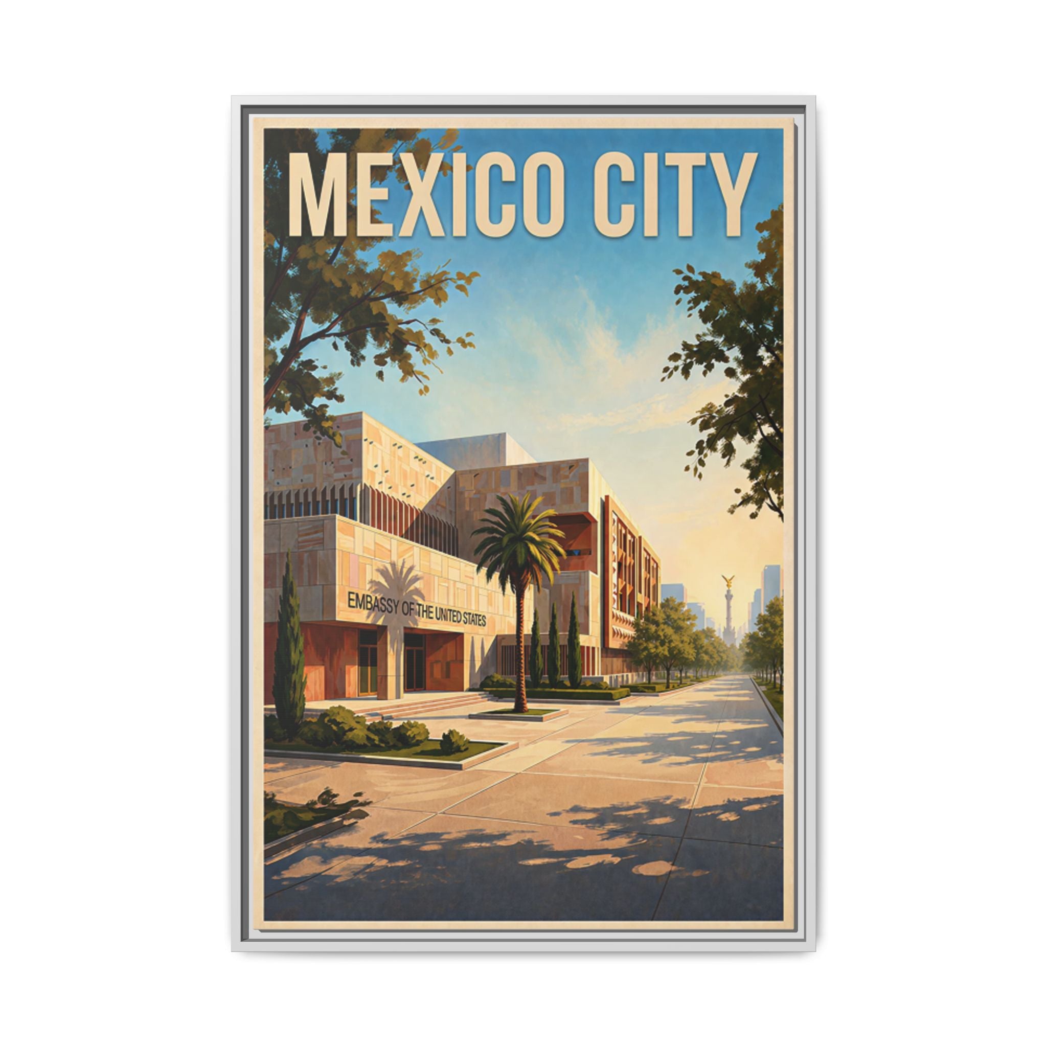 Mexico City Embassy Wrapped Canvas Framed