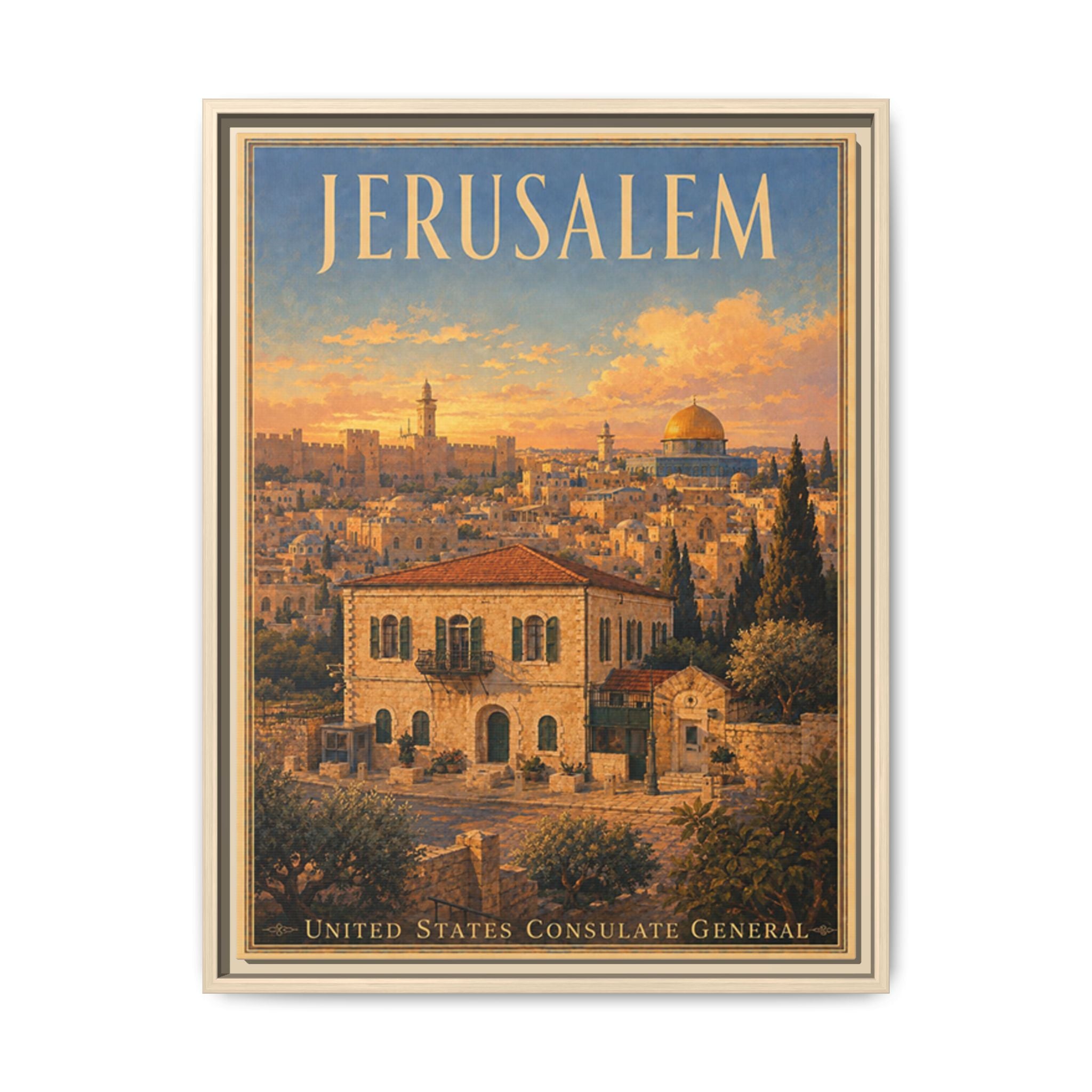 Jerusalem Consulate General Wrapped Canvas Framed
