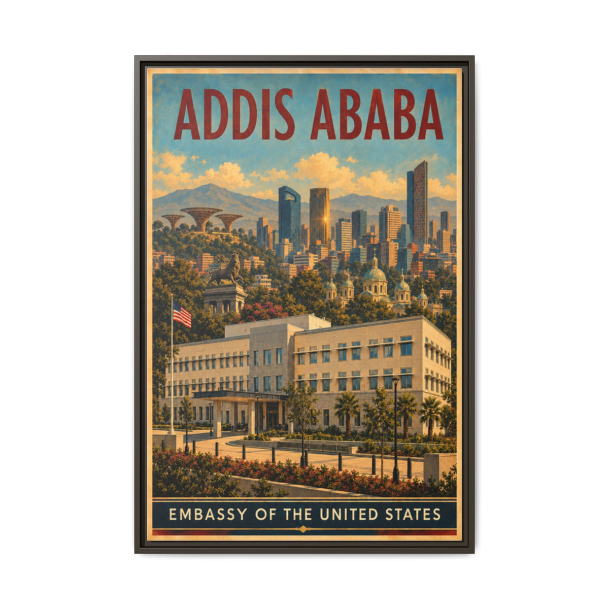 Addis Ababa Embassy Wrapped Canvas Framed
