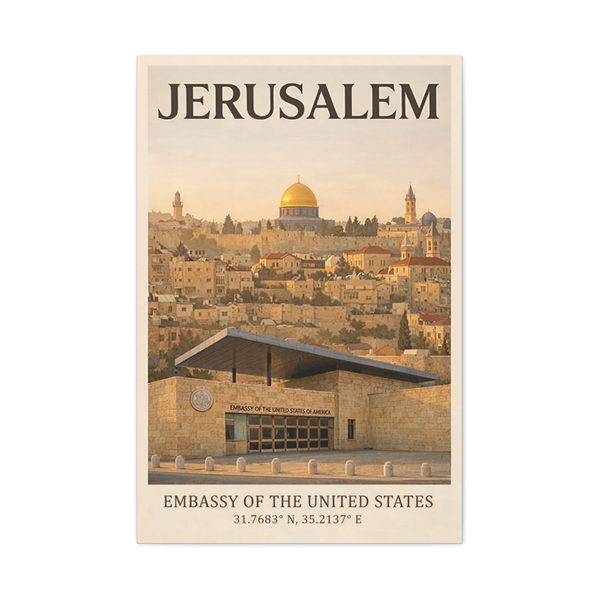 Jerusalem Embassy Wrapped Canvas