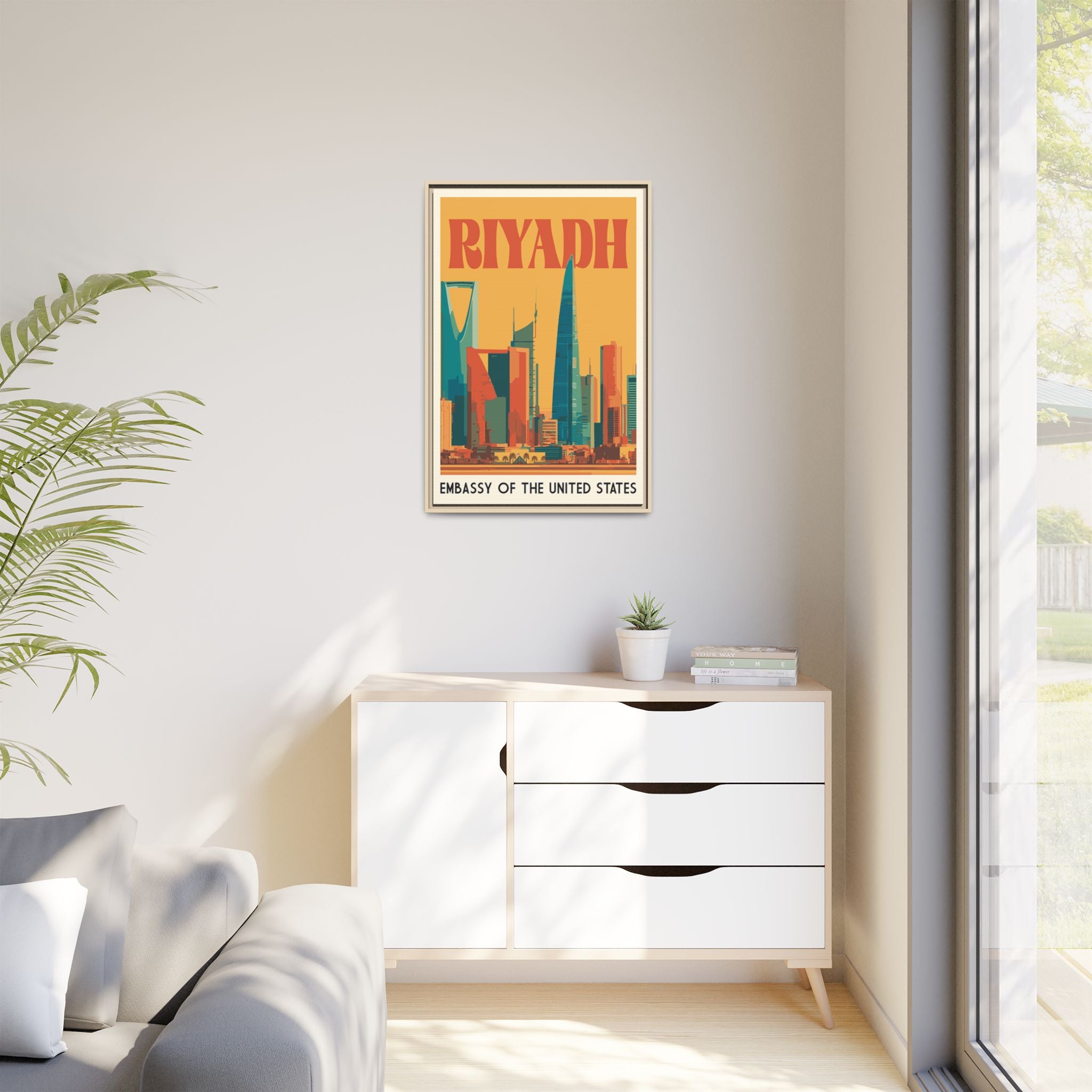 Riyadh Embassy Wrapped Canvas Framed