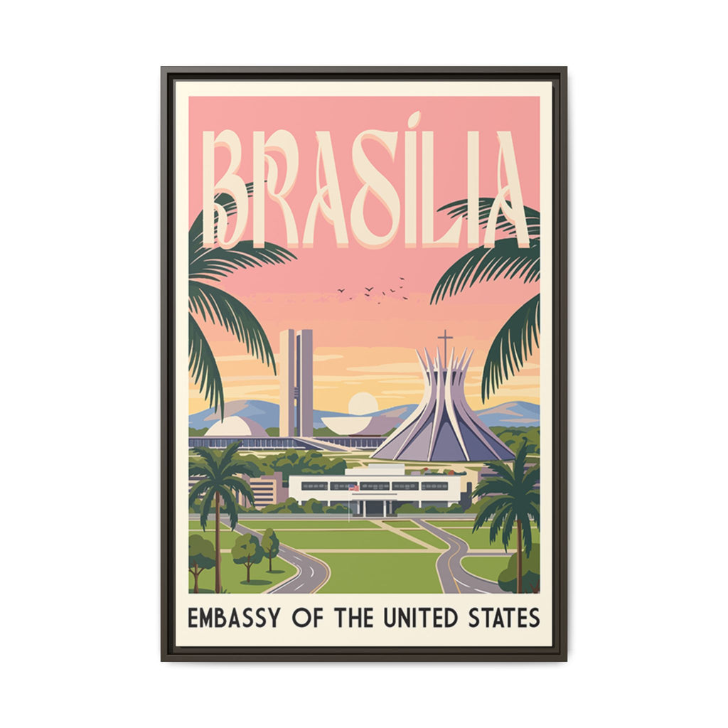 Brasília Embassy Wrapped Canvas Framed