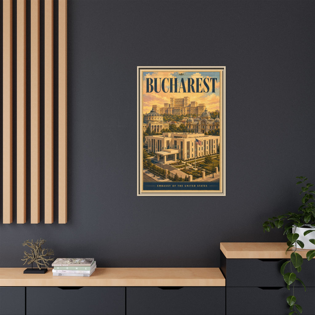 Bucharest Embassy Wrapped Canvas Framed