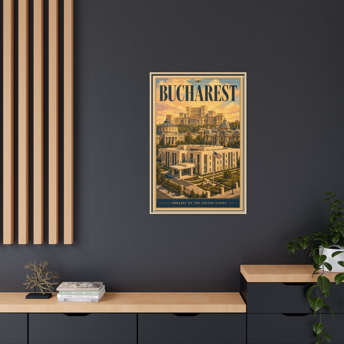 Bucharest Embassy Wrapped Canvas Framed