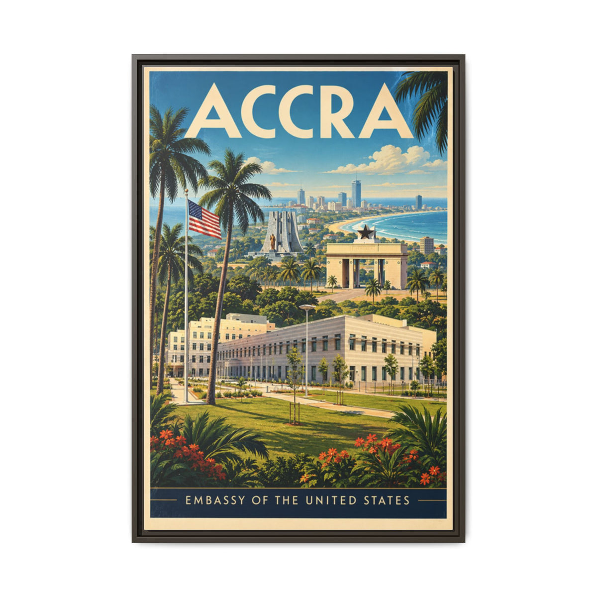 Accra Embassy Wrapped Canvas Framed