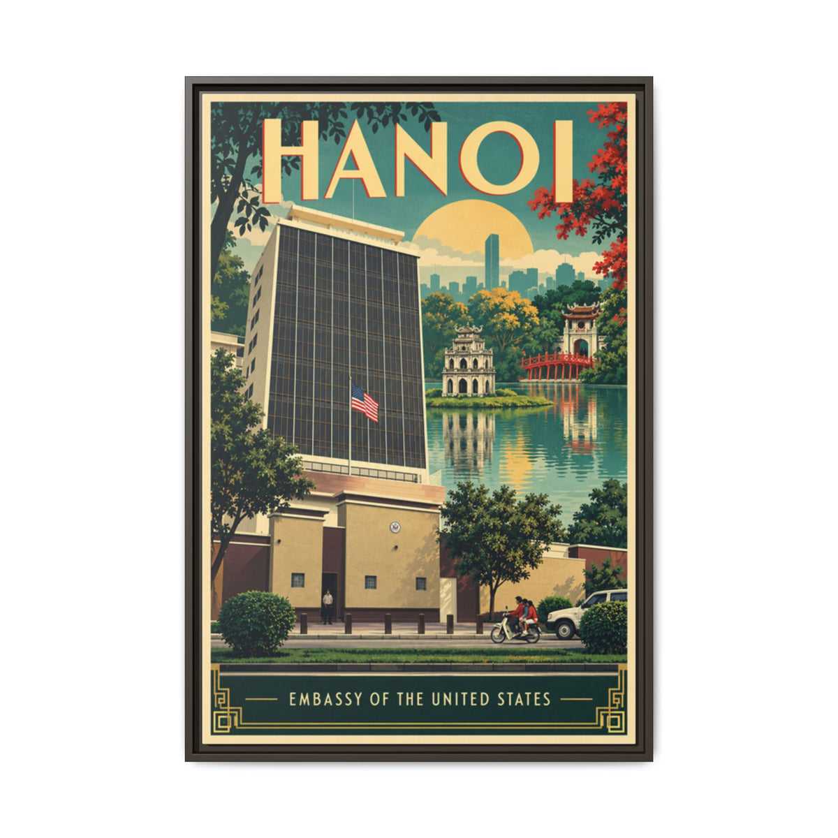 Hanoi Embassy Wrapped Canvas Framed