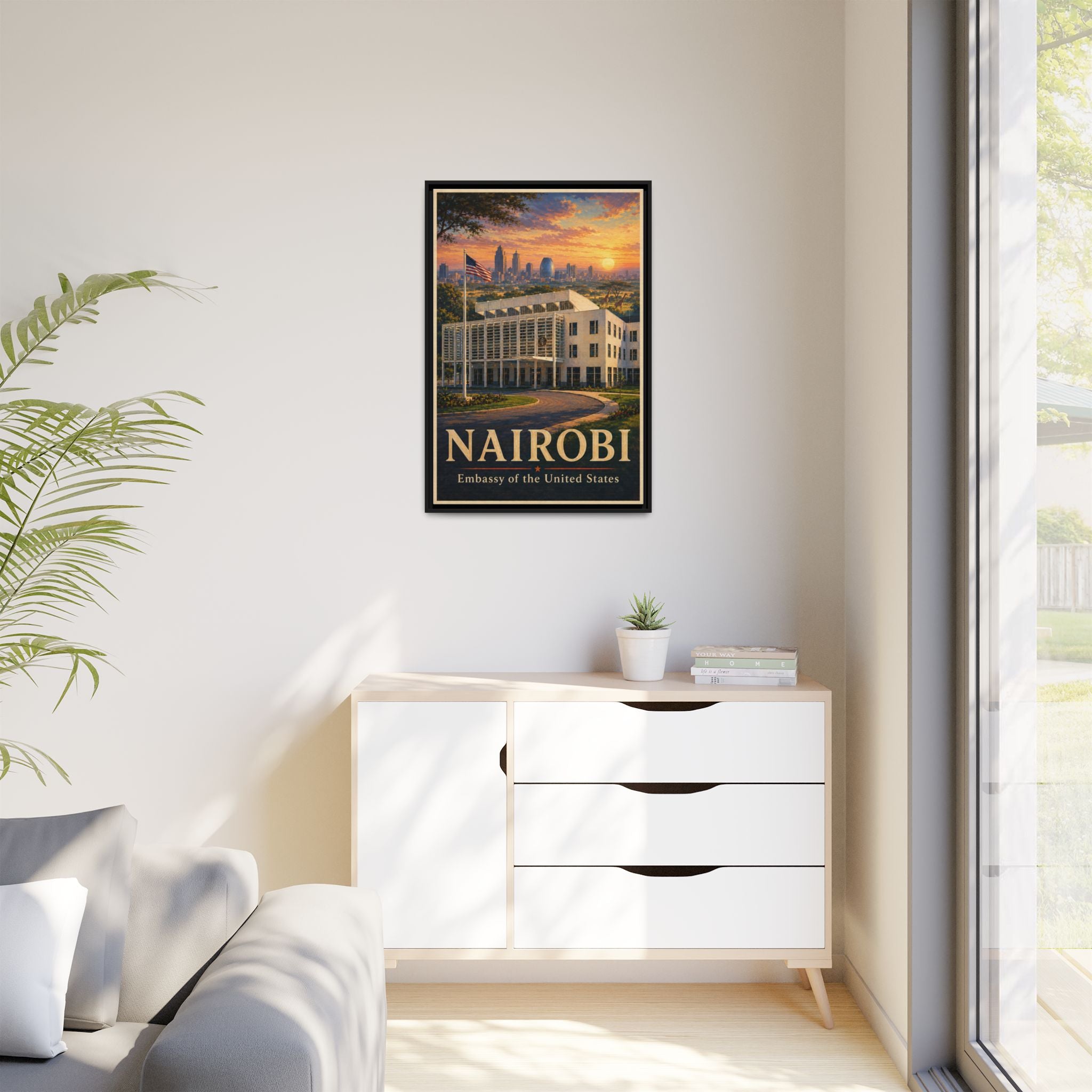 Nairobi Embassy Wrapped Canvas Framed