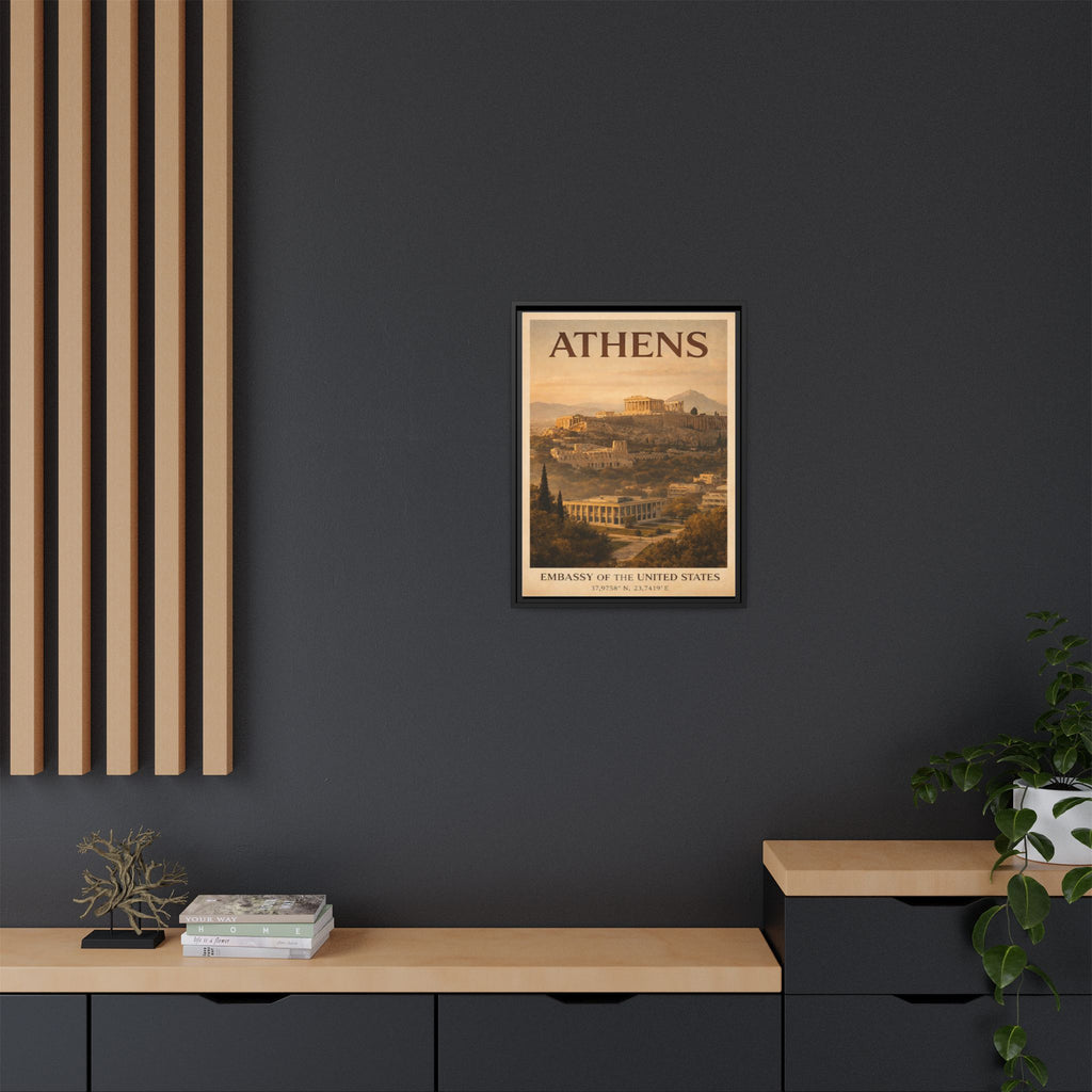 Athens Embassy Wrapped Canvas Framed