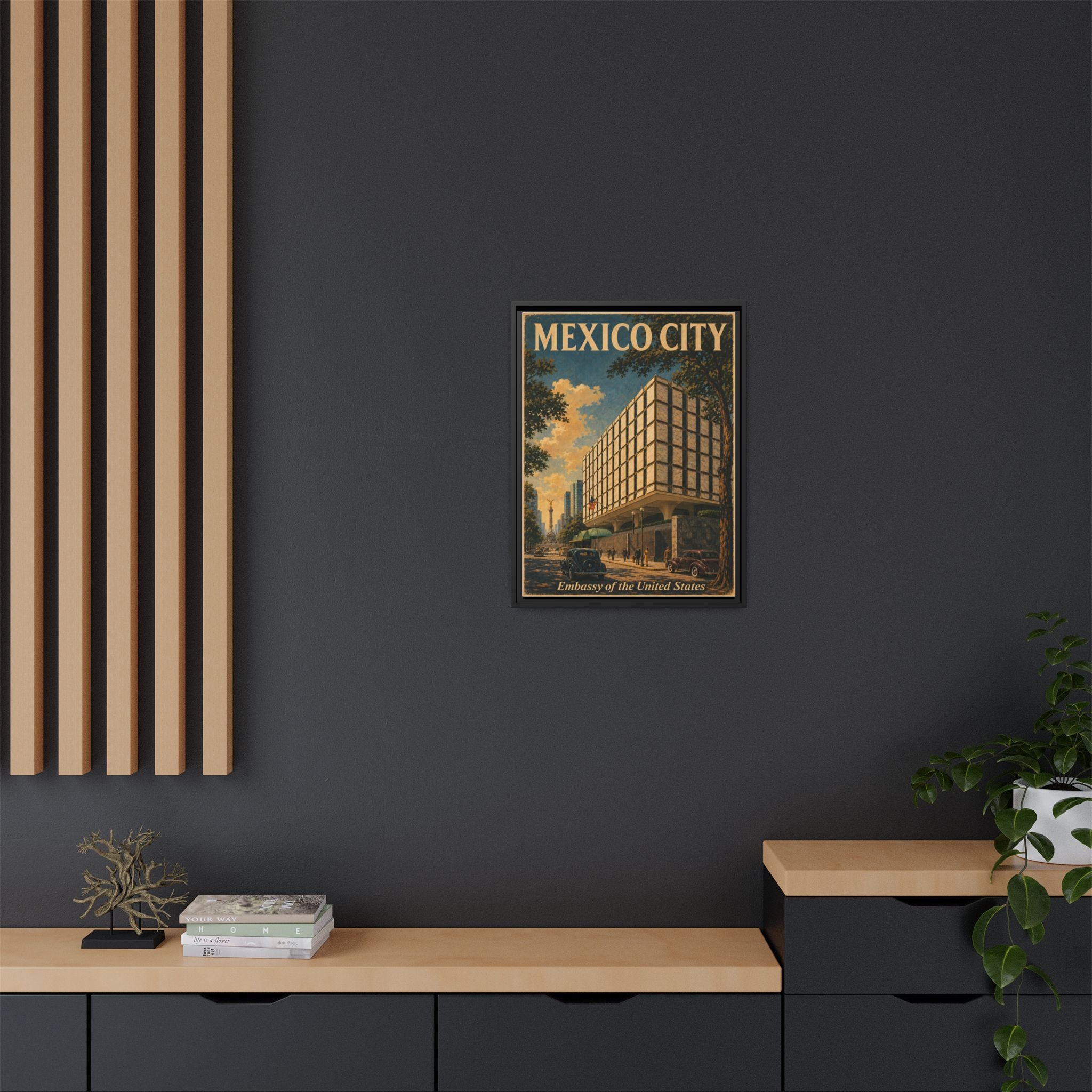 Mexico City Embassy Wrapped Canvas Framed
